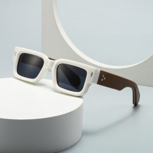 Classic Square Frame Sunglasses- Milky Brown and Dark Lenses
